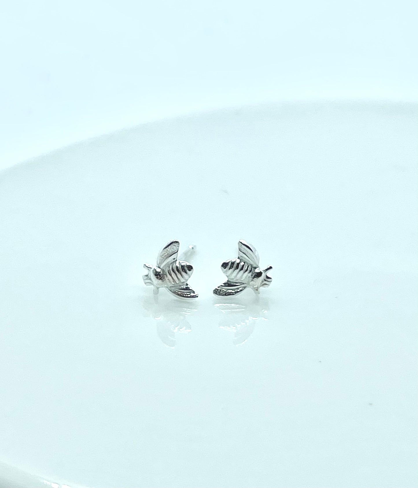 Sterling silver bee stud earrings
