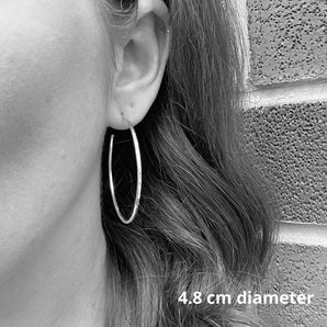 Sterling silver round hoops PAIR, large silver hoops