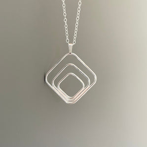 Silver square Art Deco necklace