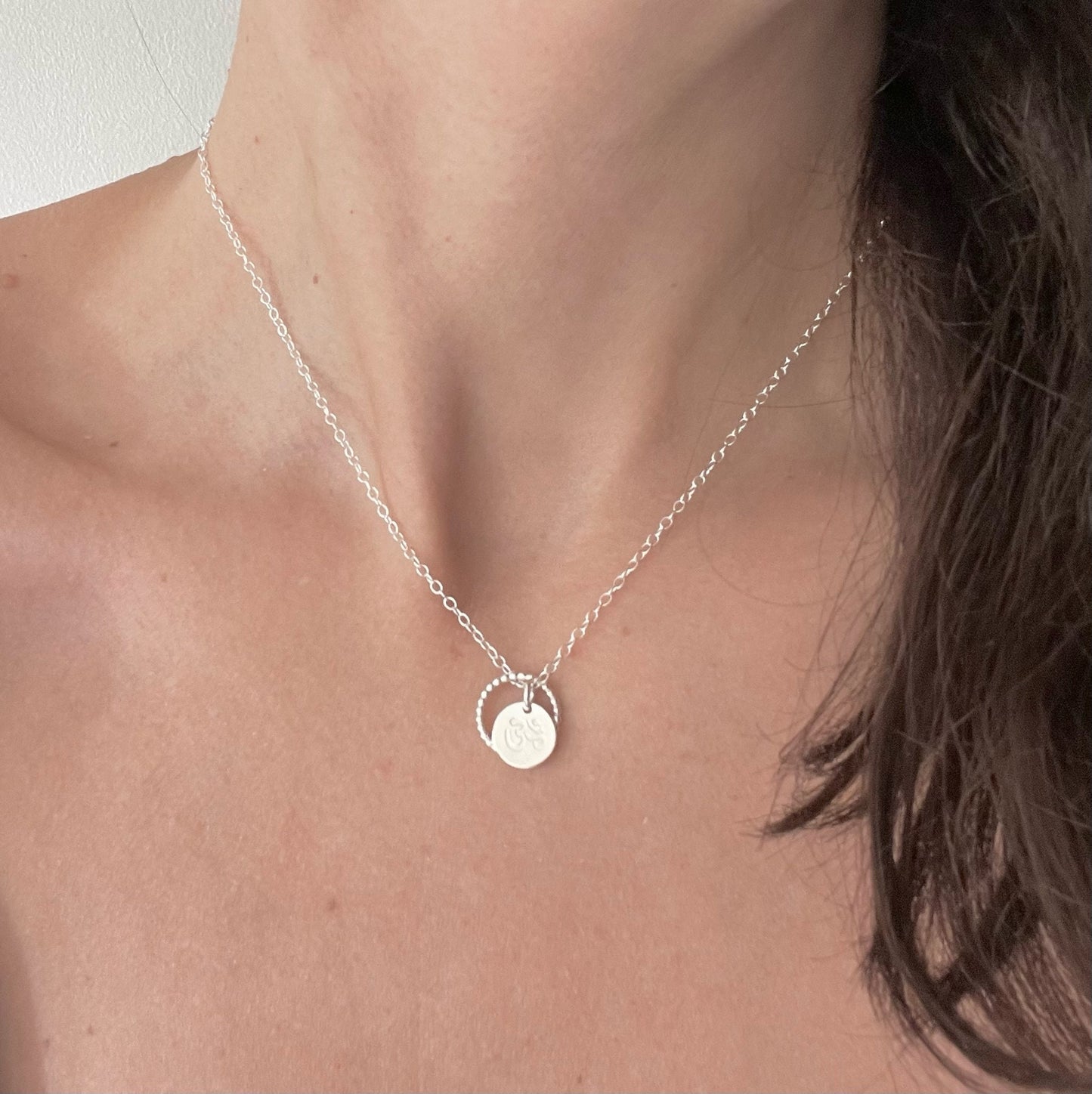 Silver Om necklace, meditation necklace