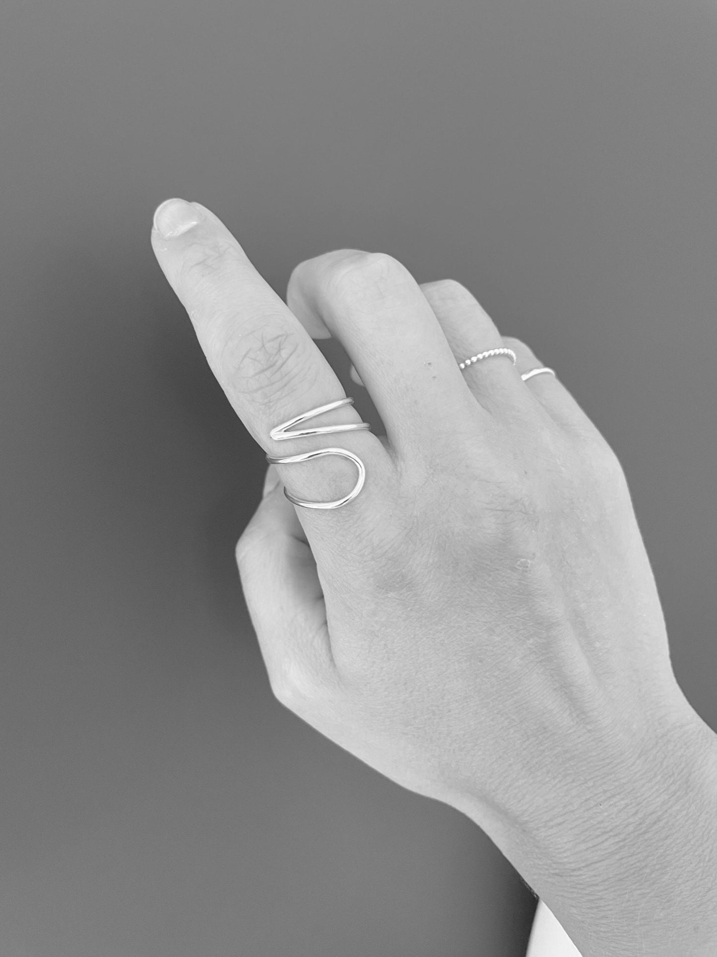 One size sterling silver ring, silver wrap around ring