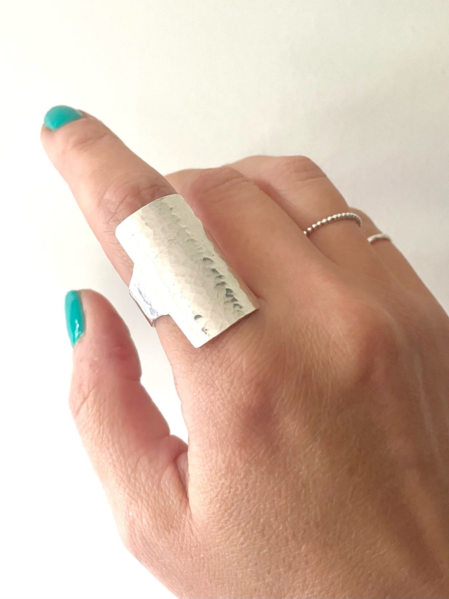 Sterling silver shield ring, sterling silver statement ring
