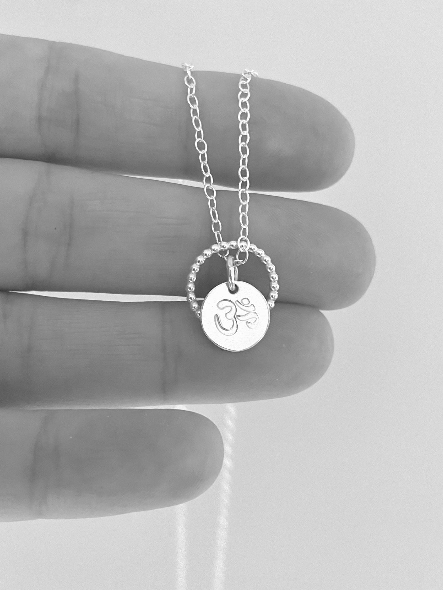 Silver Om necklace, meditation necklace