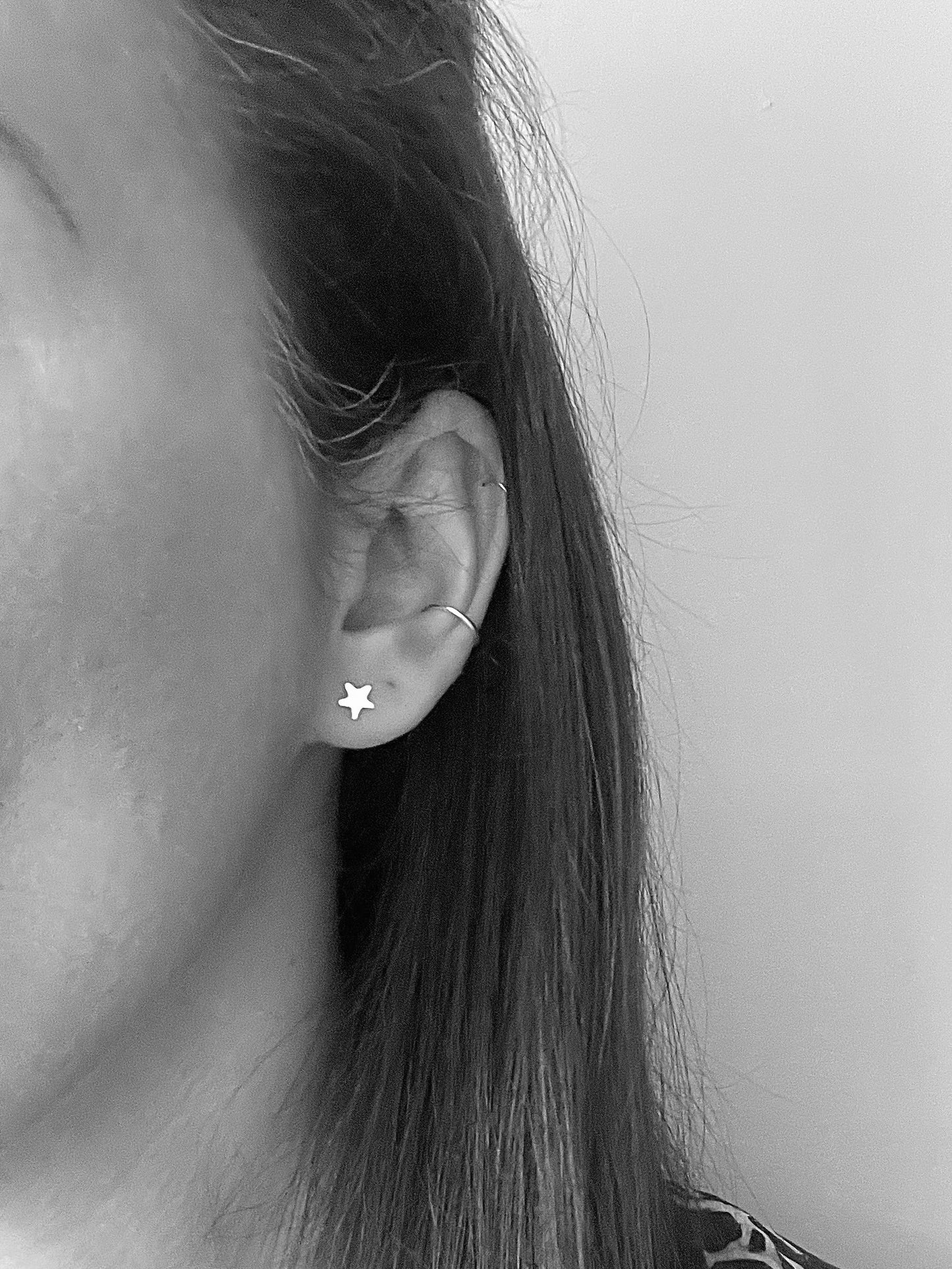 Sterling silver moon and star stud earrings