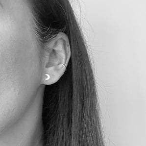 Sterling silver moon and star stud earrings