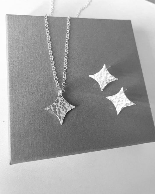 Silver North Star jewellery set