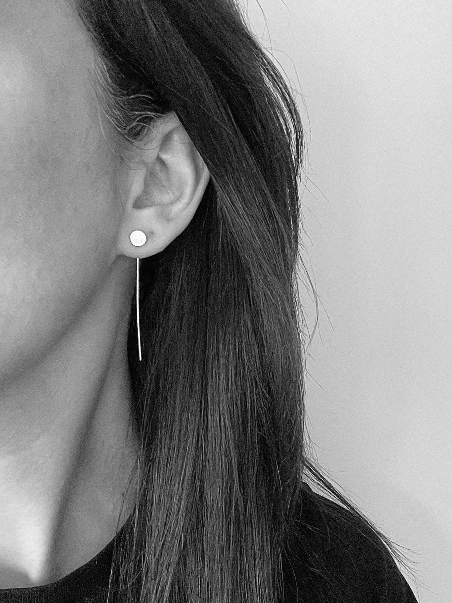Silver stud pull through earrings