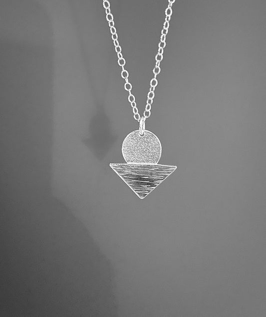 Sterling silver sunset necklace, silver sunrise necklace