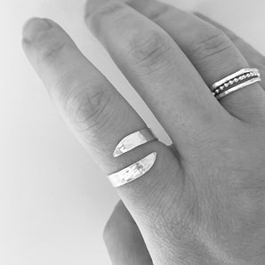 Sterling silver wave ring, adjustable silver ring