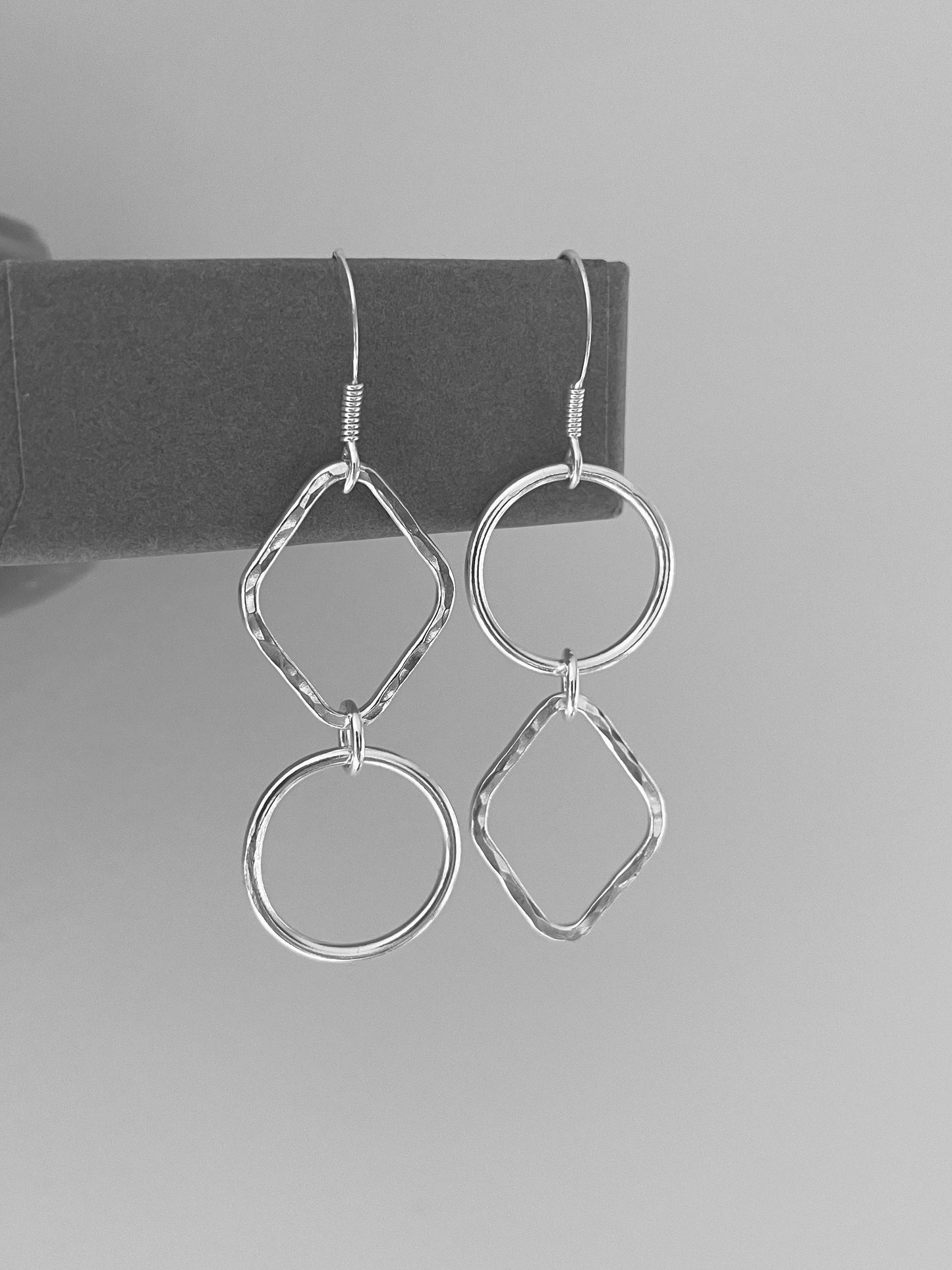 Stud and dangle asymmetric earrings sterling silver, mismatched silver earrings