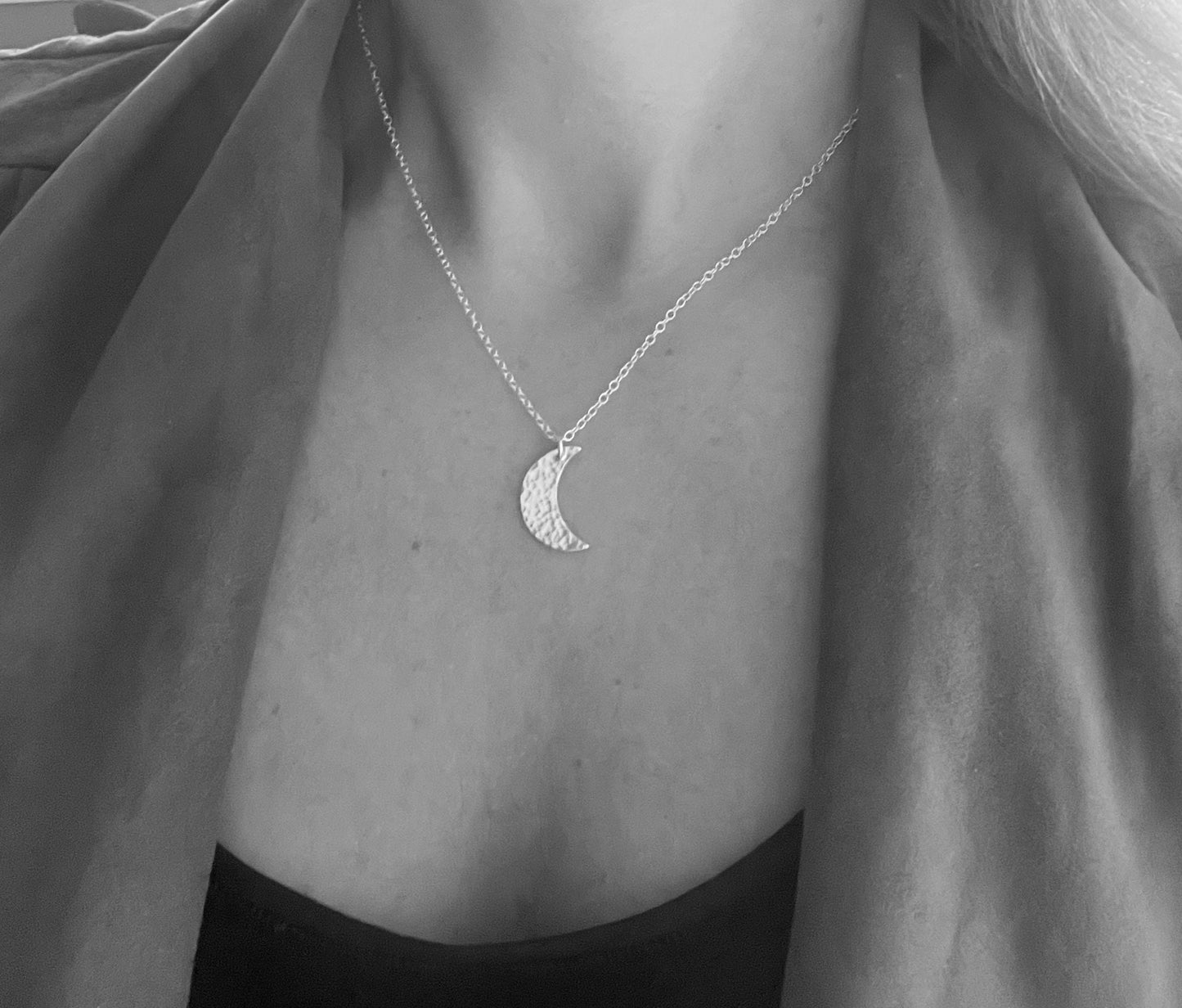 Sterling silver crescent moon necklace