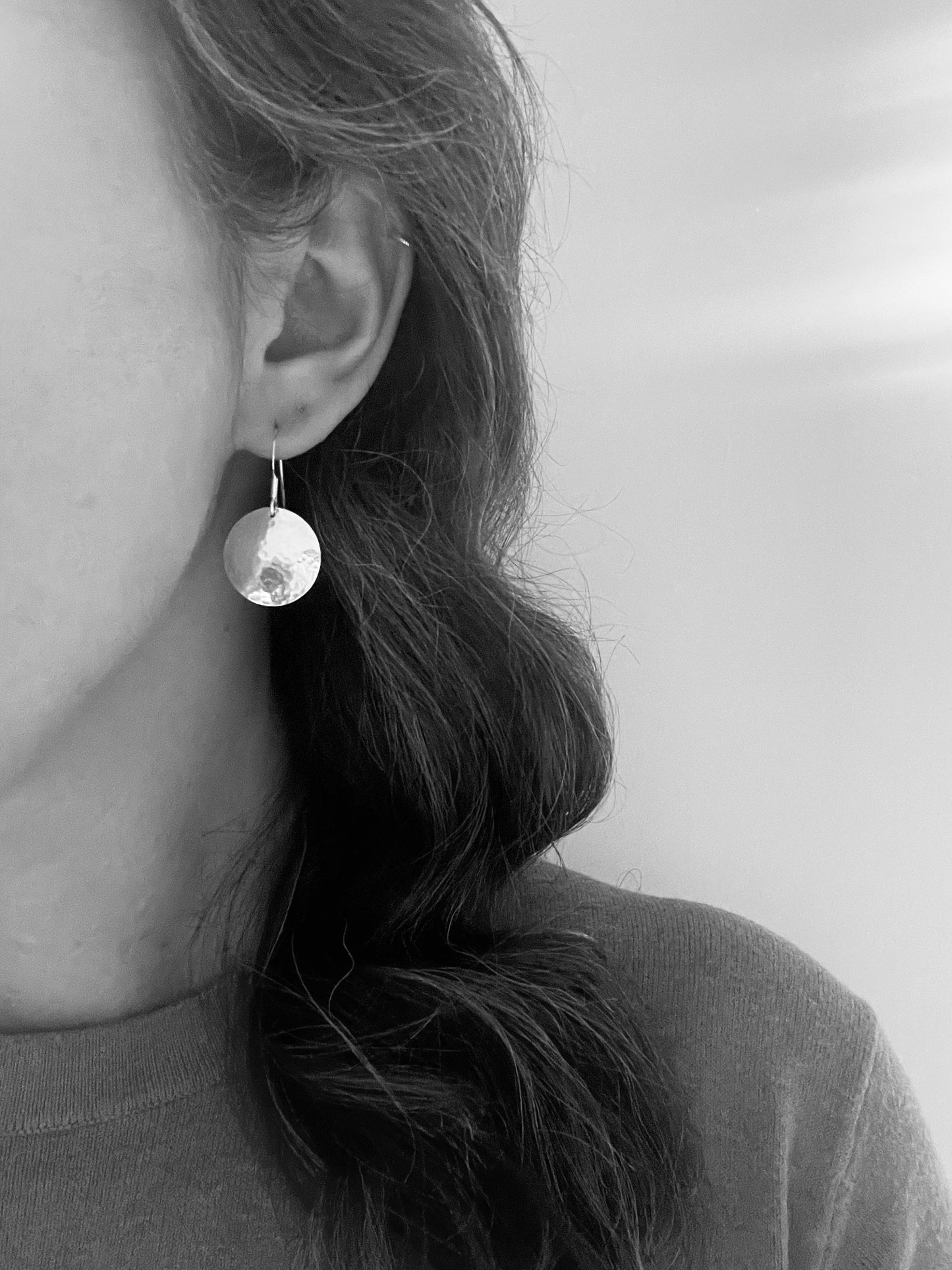 Sterling silver disc dangle earrings